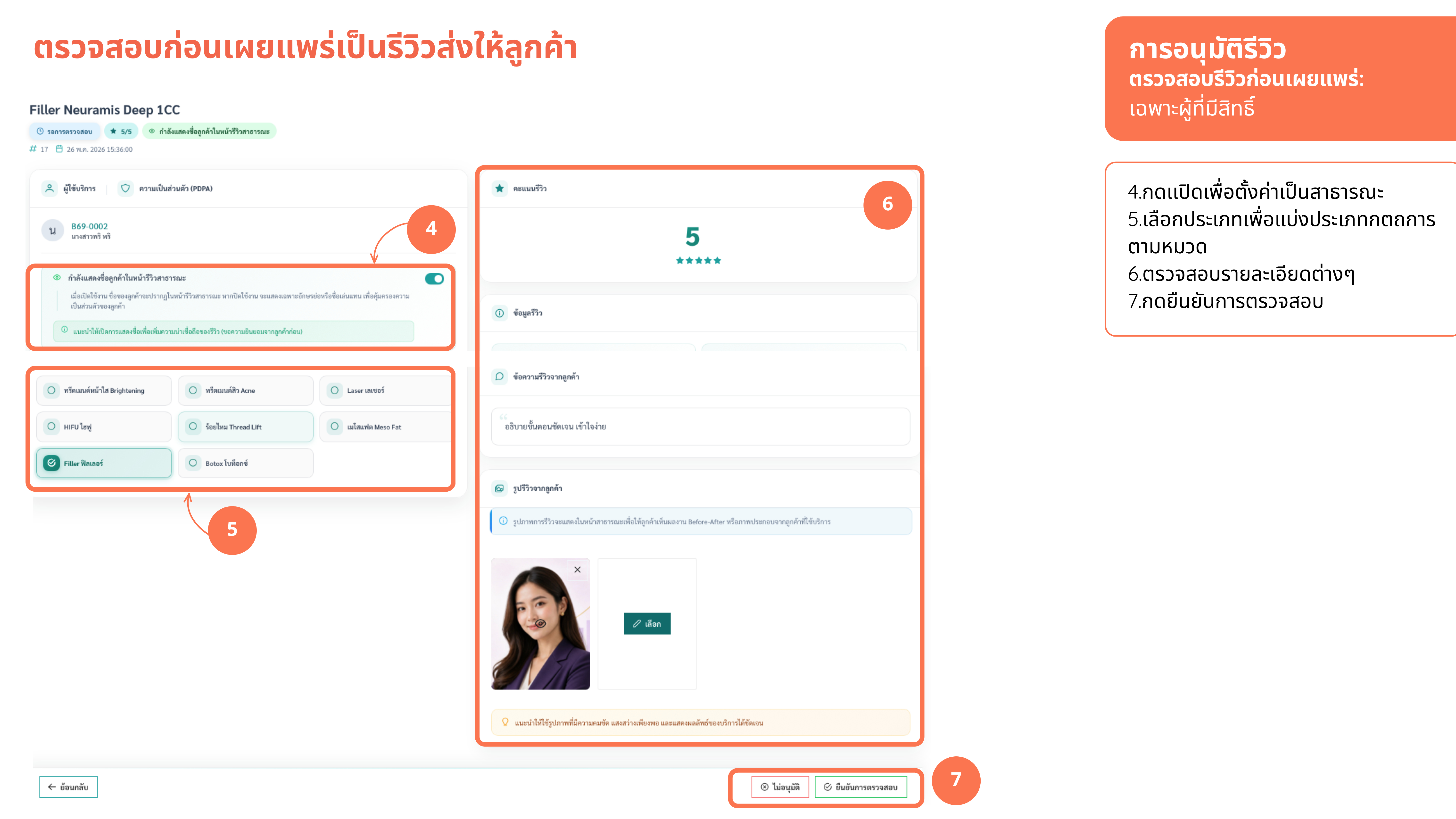 อนุมัติรีวิว — ตรวจรายละเอียดและยืนยัน