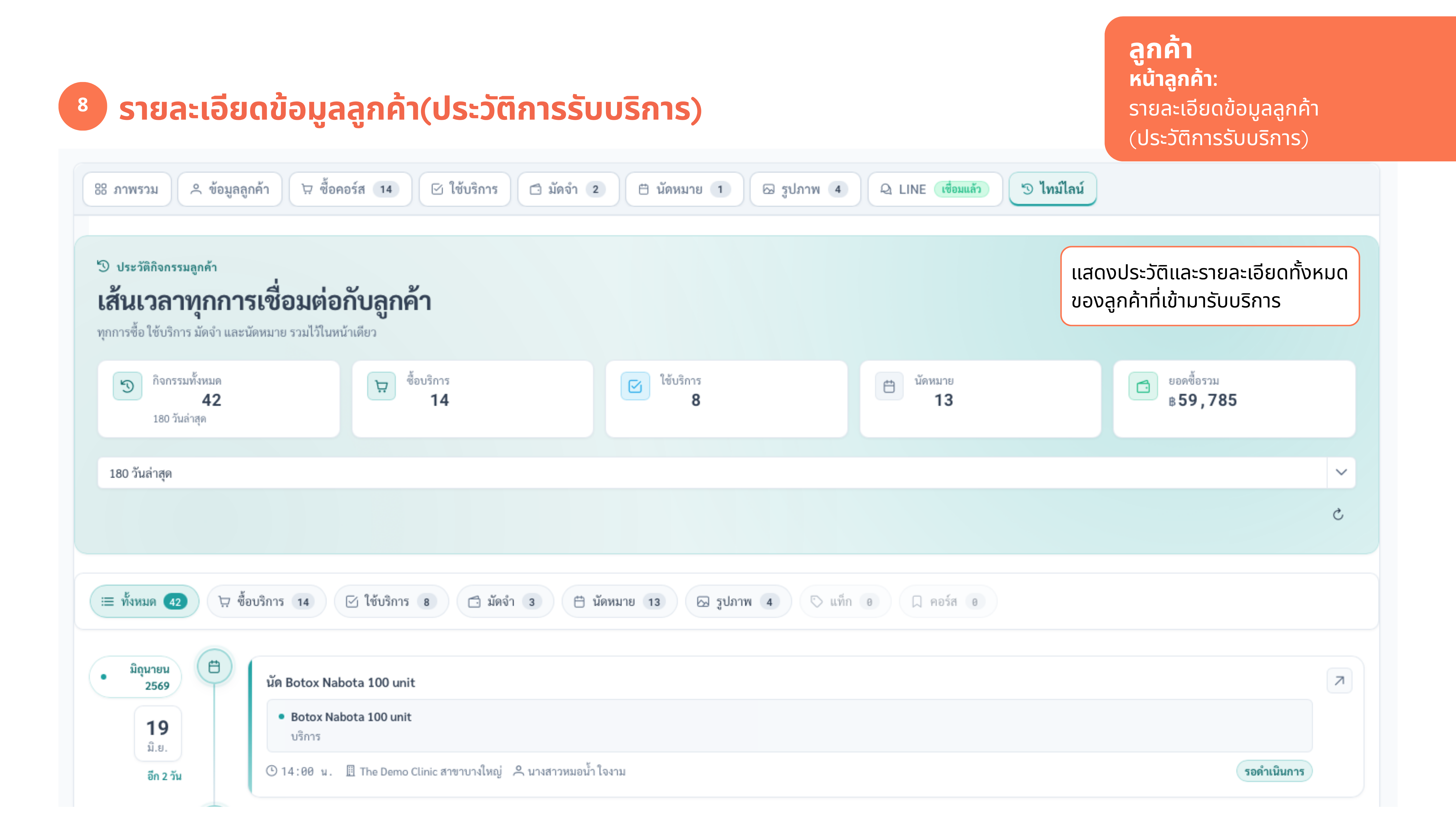 หน้าลูกค้า — ไทม์ไลน์